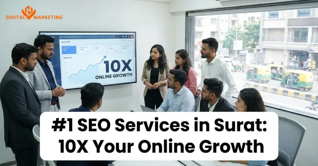 HV Digital Marketing team presenting SEO services strategy in Surat office to drive business growth and search rankings